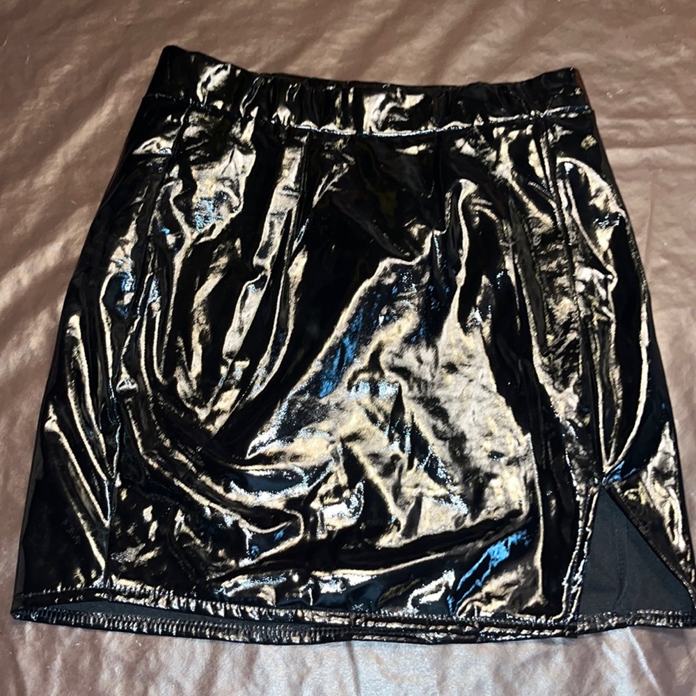 Leather black skirt